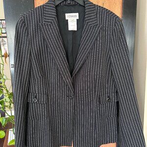 Vtg. FERAUD Black & White Stripe Blazer Wool Blend sz 10